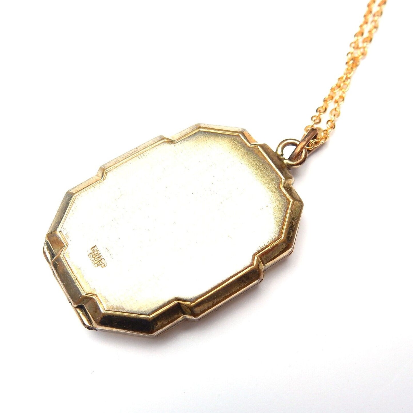 Vintage Rolled Gold Rectangle Locket with Chain