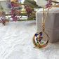 Vintage Gold Plated Enamel Seed Pearl Pansy Flower Necklace