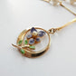 Vintage Gold Plated Enamel Seed Pearl Pansy Flower Necklace